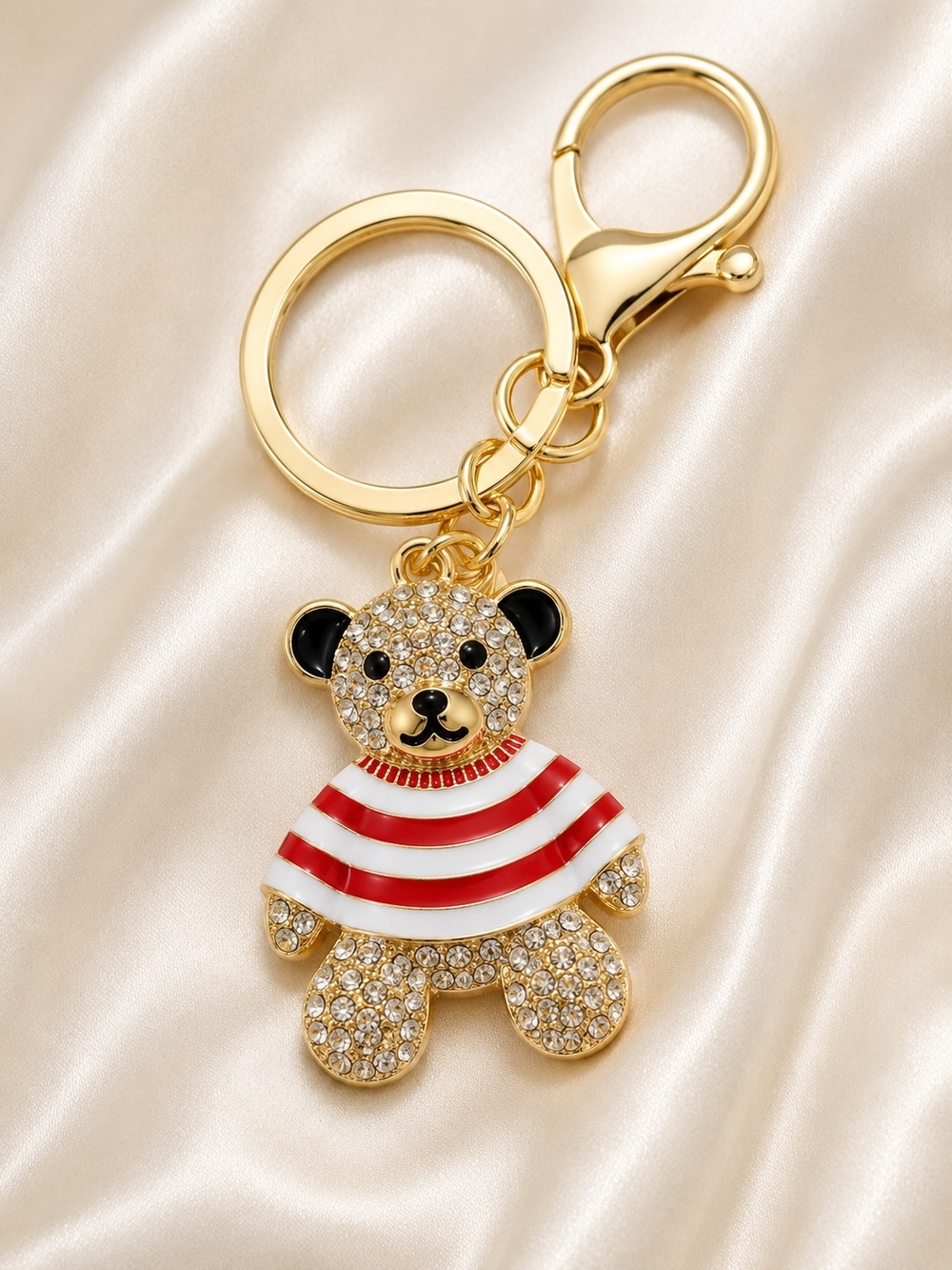 Rhinestone Teddy Bear Purse Charm & Keychain